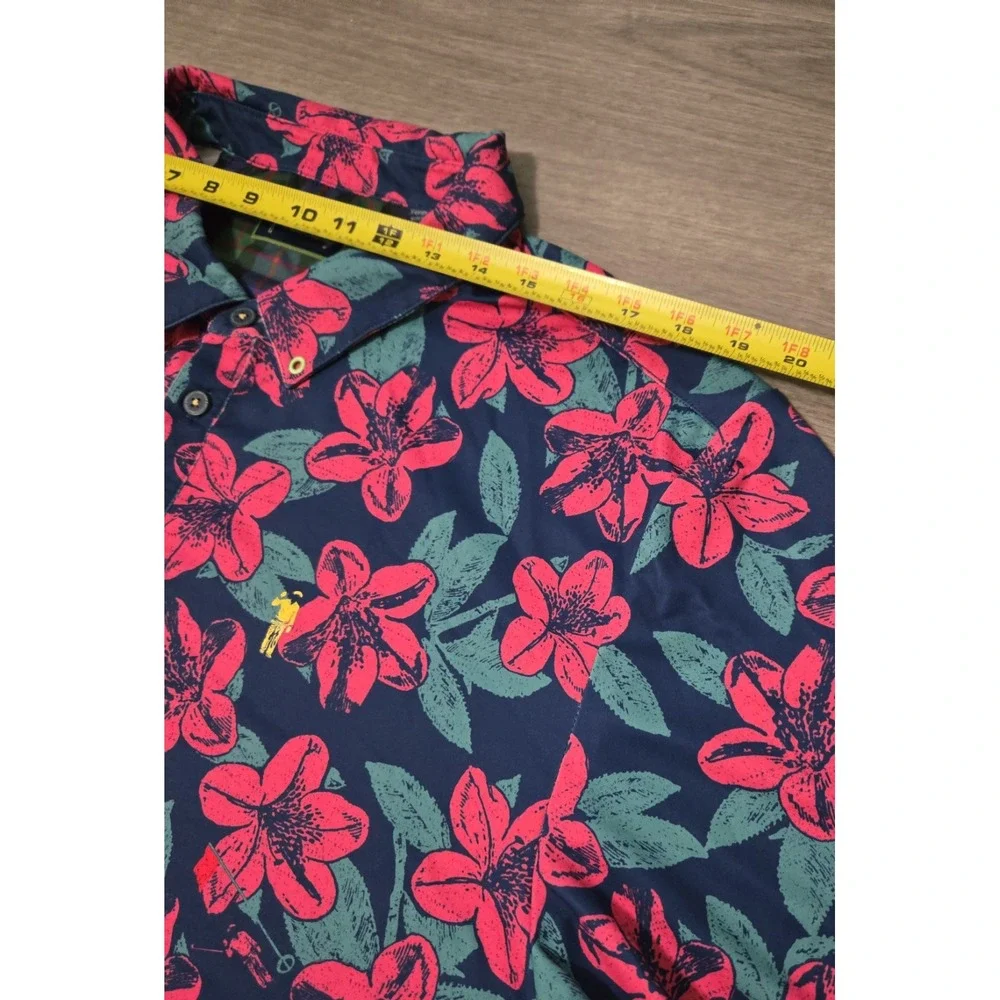 William Murray Shirt Mens Floral Geometric All Over Print Golf Polo XL Preppy - Picture 8 of 9